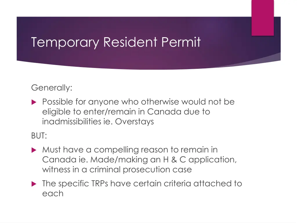 temporary resident permit
