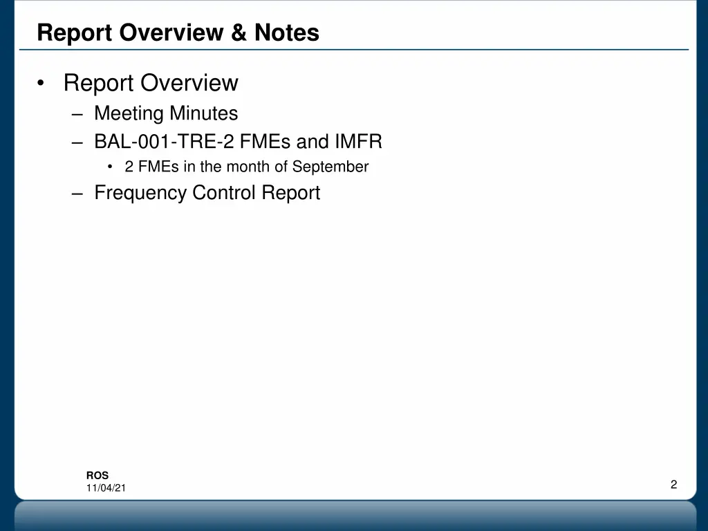report overview notes