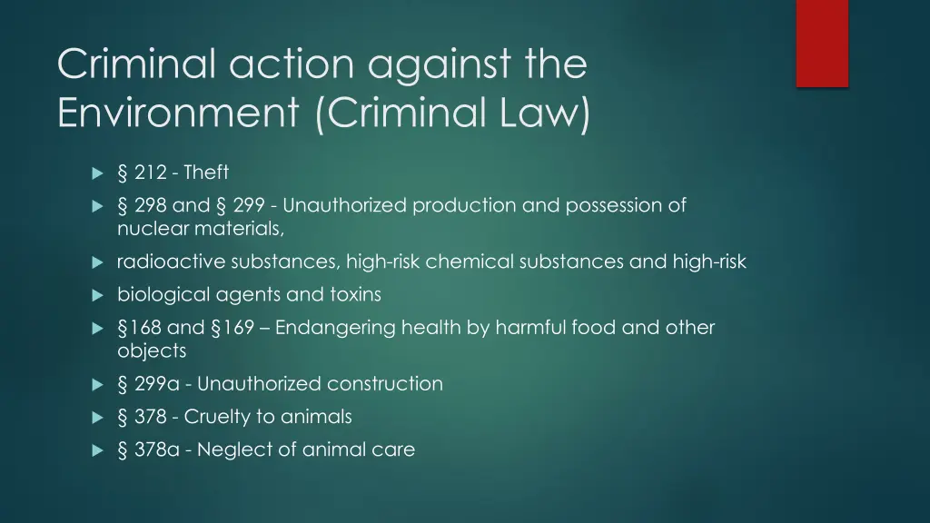 criminal action against the environment criminal