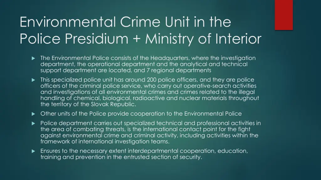 environmental crime unit in the police presidium