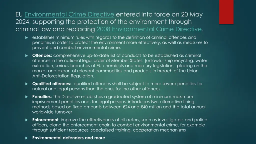eu environmental crime directive entered into