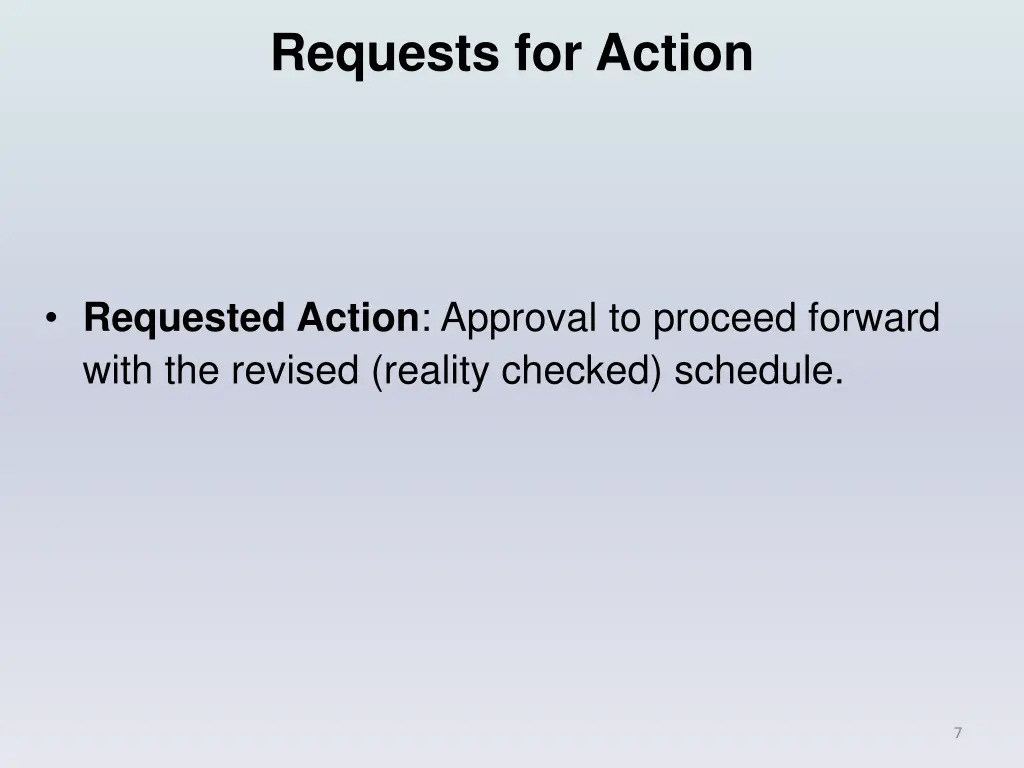 requests for action