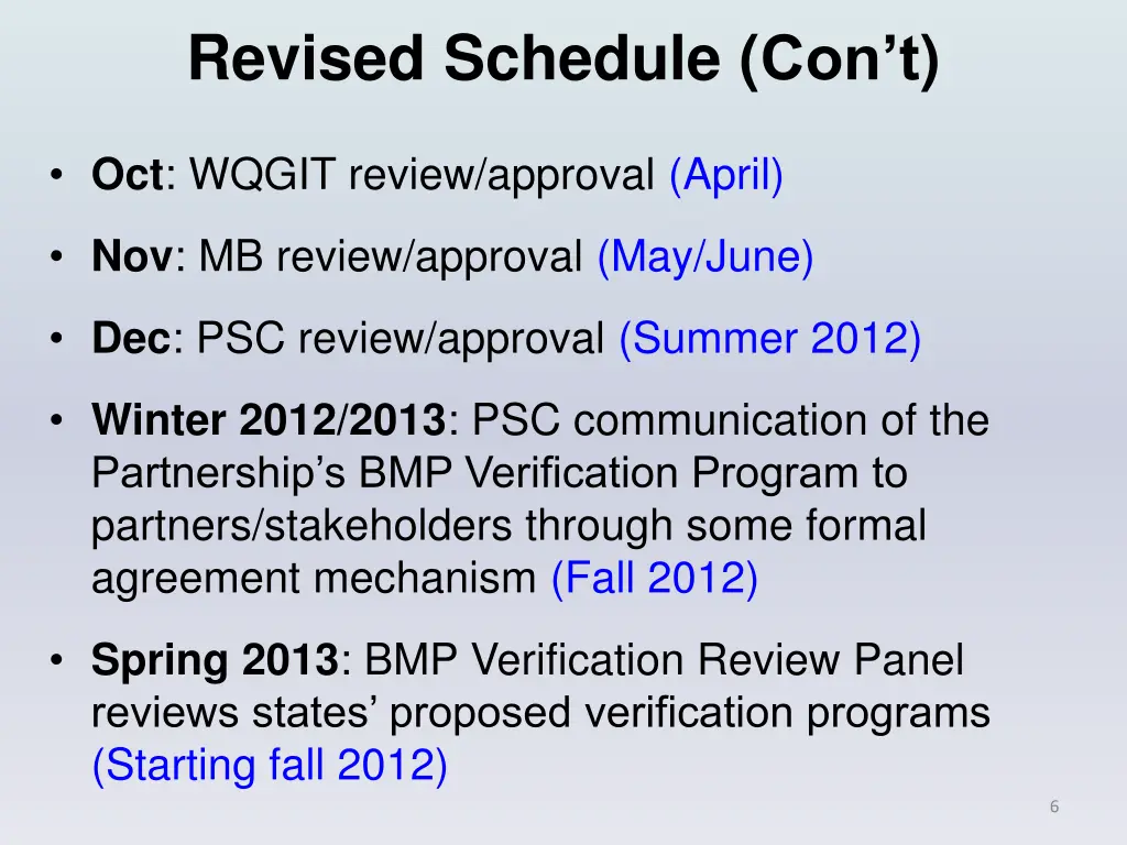 revised schedule con t
