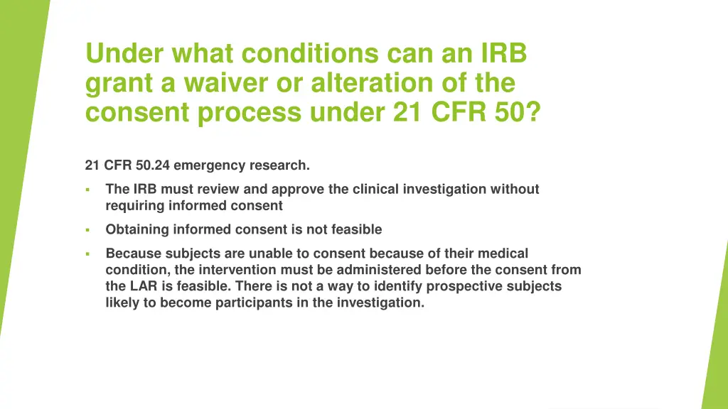 under what conditions can an irb grant a waiver