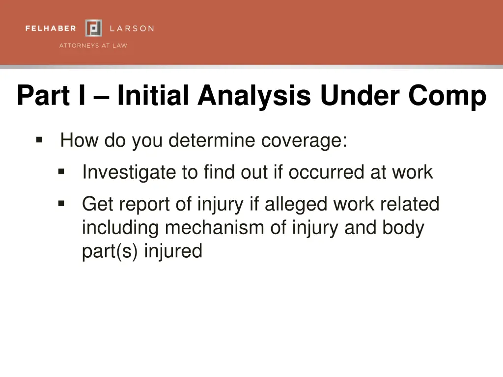 part i initial analysis under comp