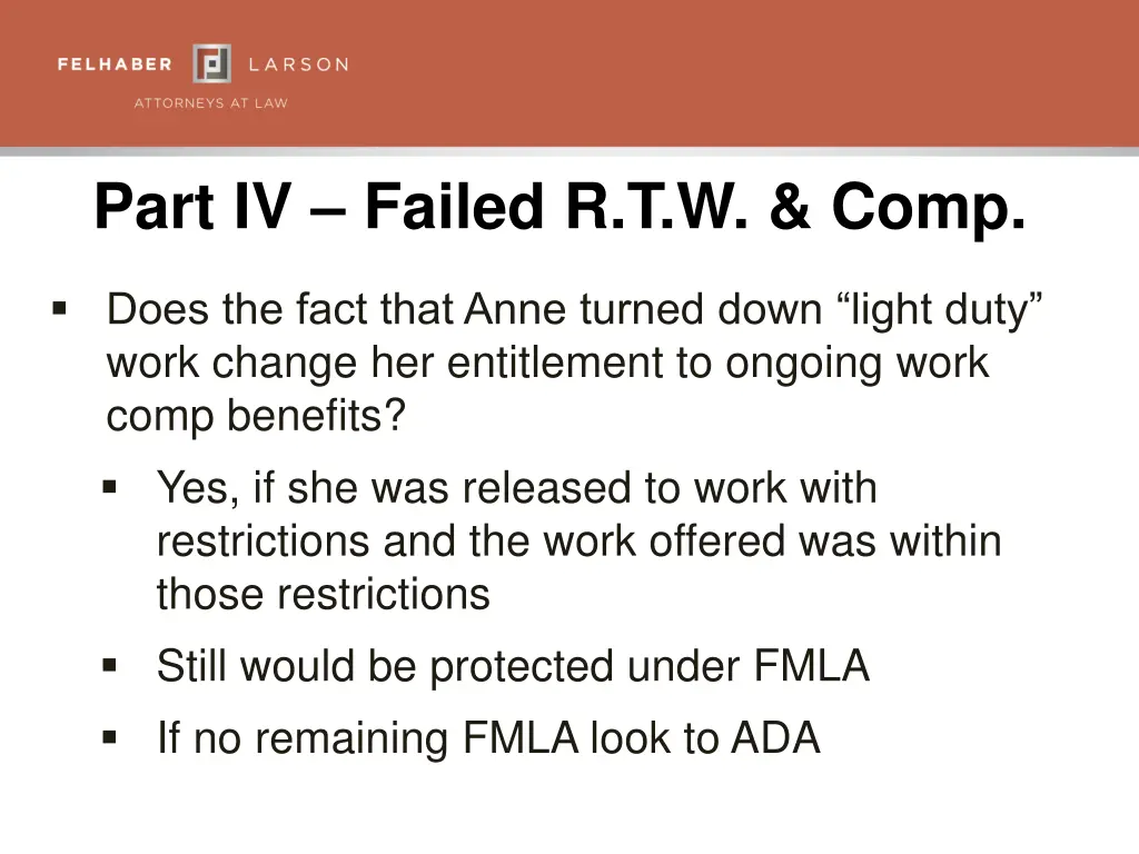 part iv failed r t w comp