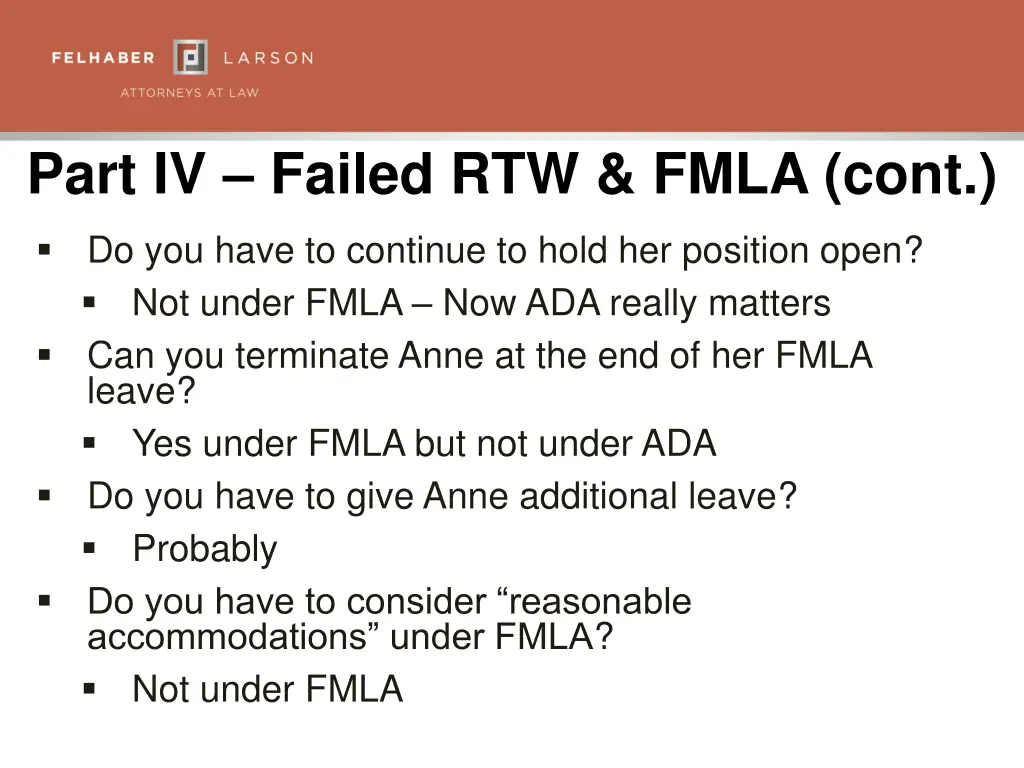 part iv failed rtw fmla cont