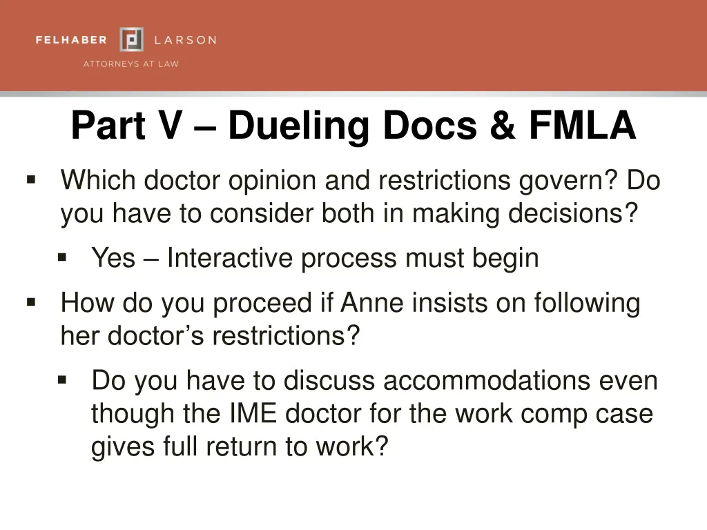 part v dueling docs fmla 1
