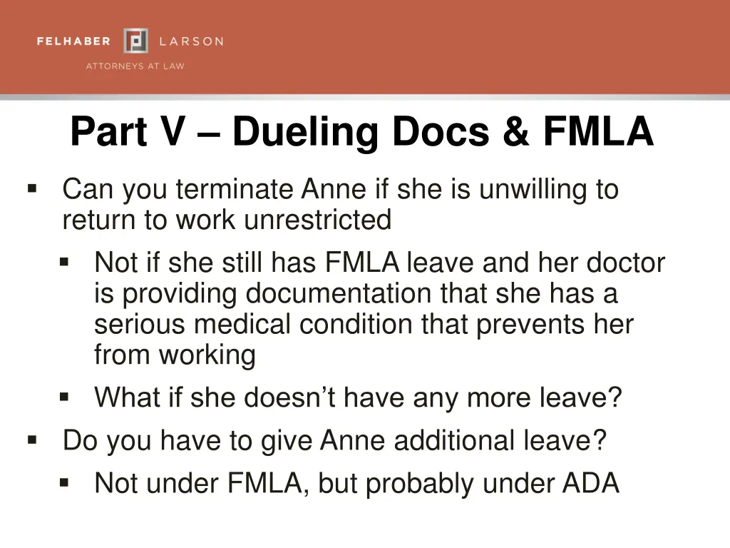 part v dueling docs fmla