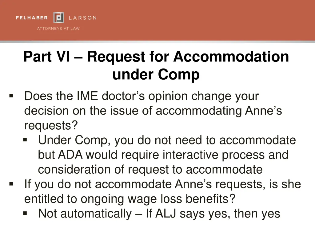 part vi request for accommodation under comp