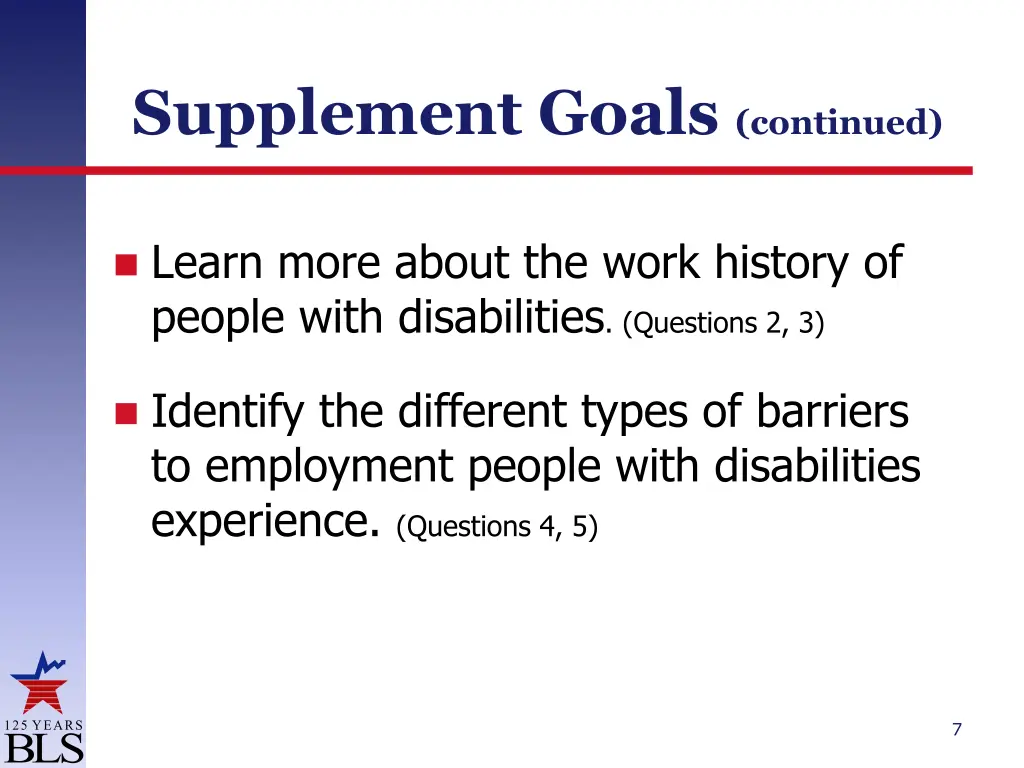 supplement goals continued