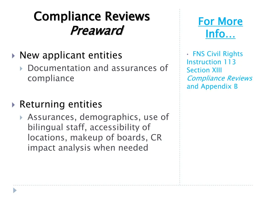 compliance reviews preaward