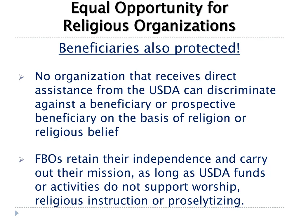 equal opportunity for religious organizations 1