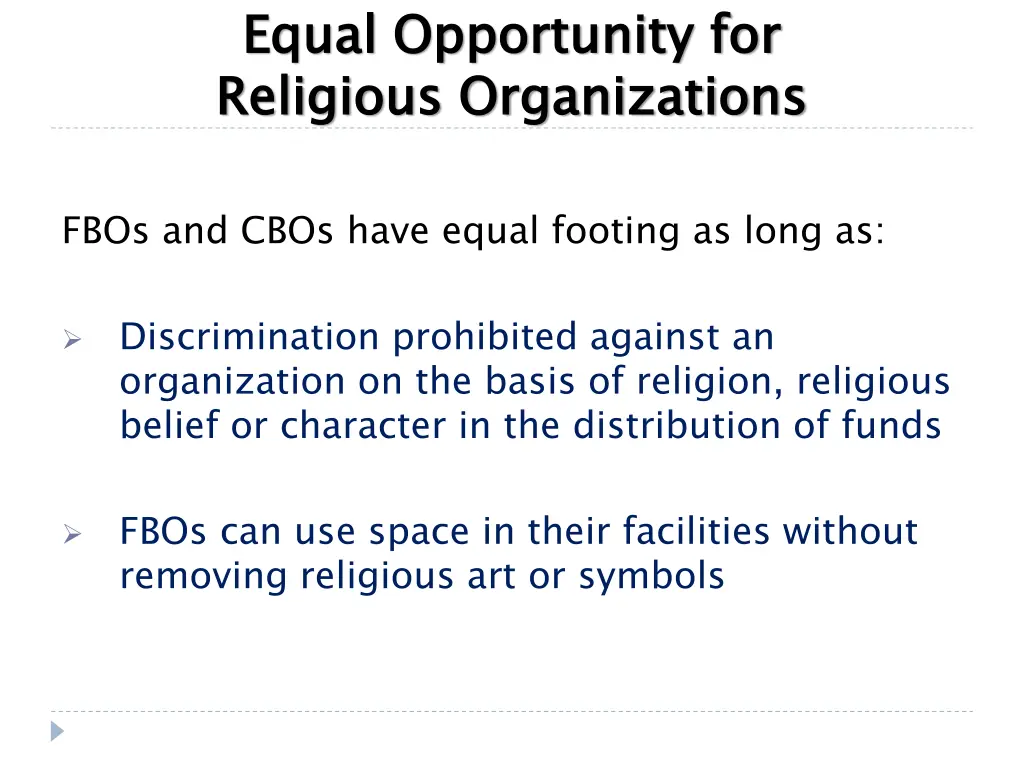 equal opportunity for religious organizations