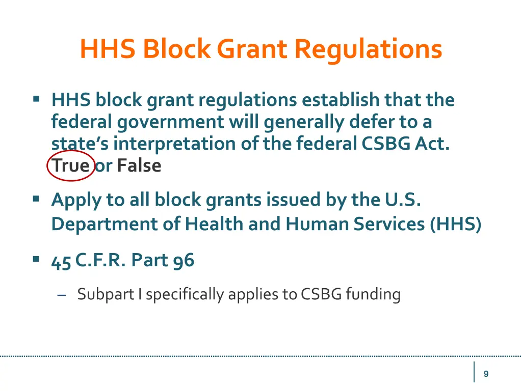 hhs block grant regulations