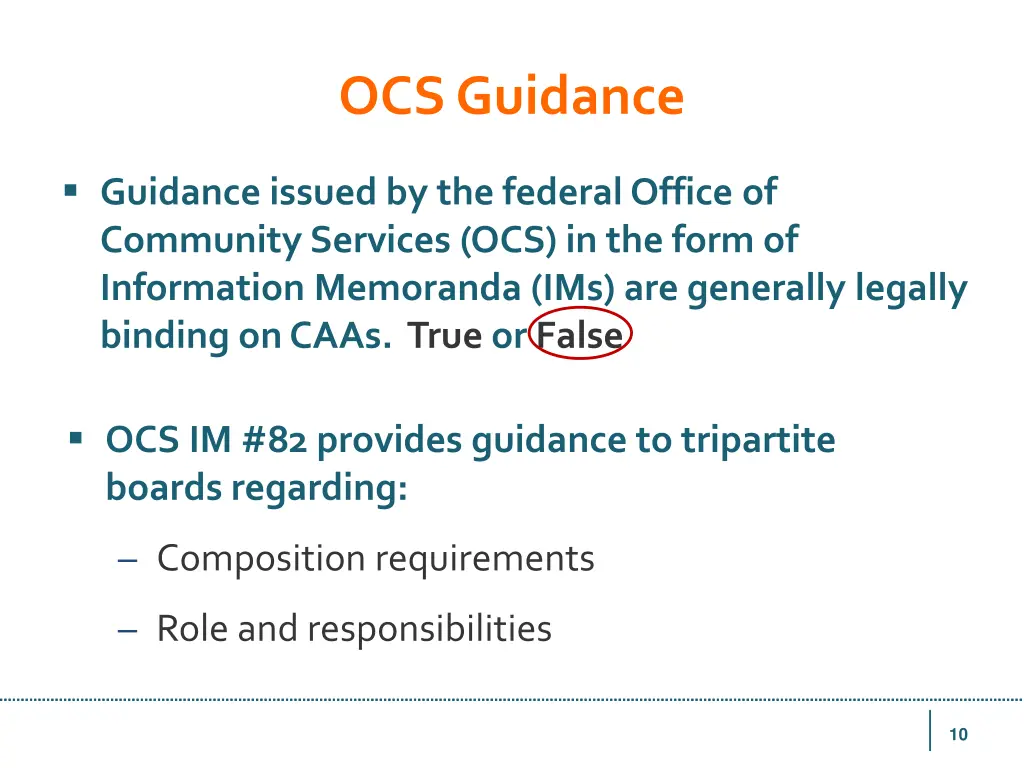 ocs guidance