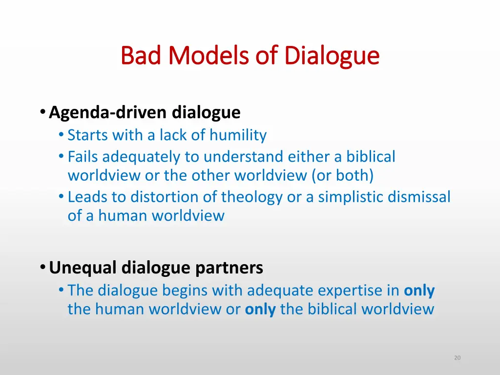 bad models of dialogue bad models of dialogue
