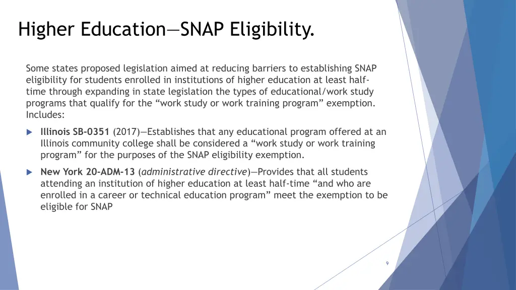 higher education snap eligibility