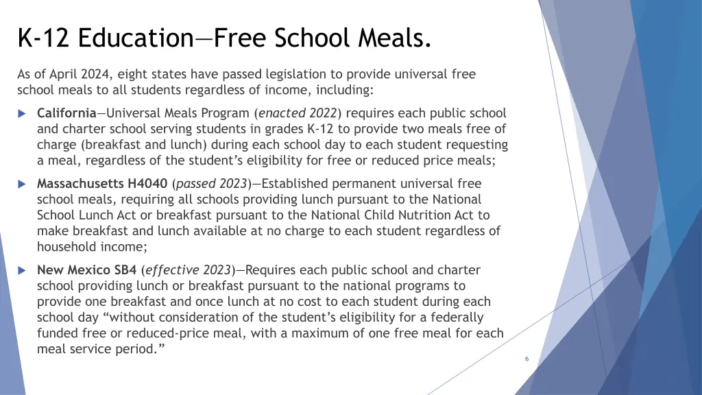 k 12 education free school meals