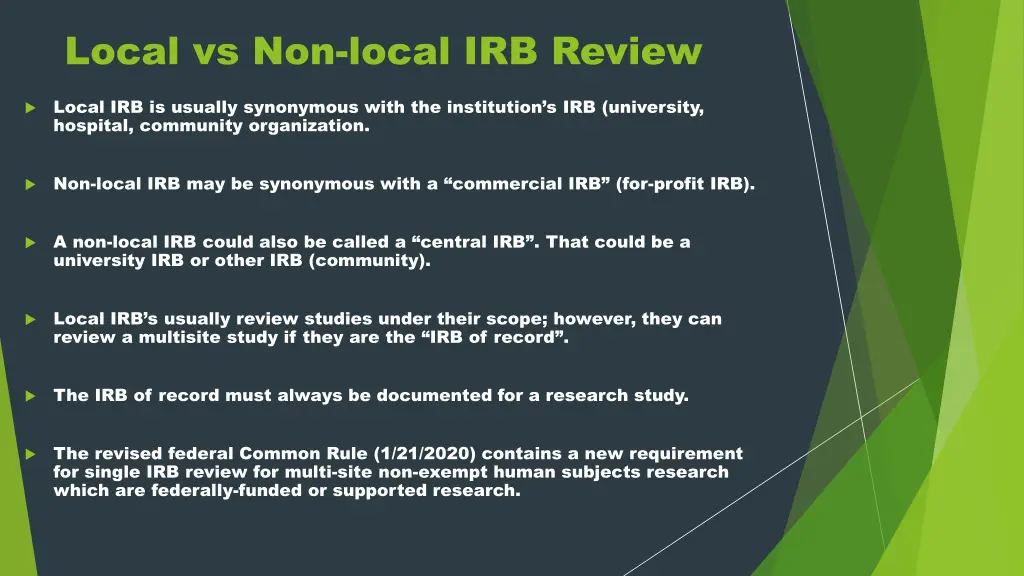 local vs non local irb review