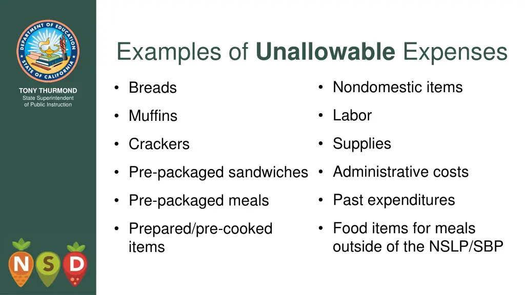 examples of unallowable expenses