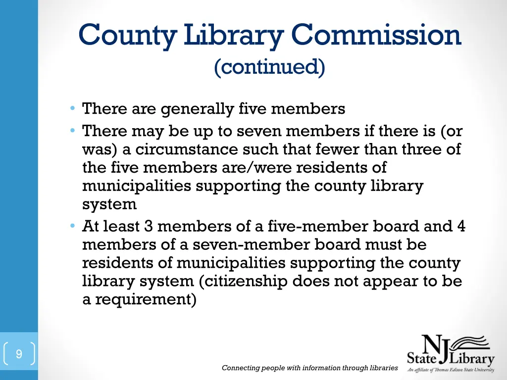 county library commission continued