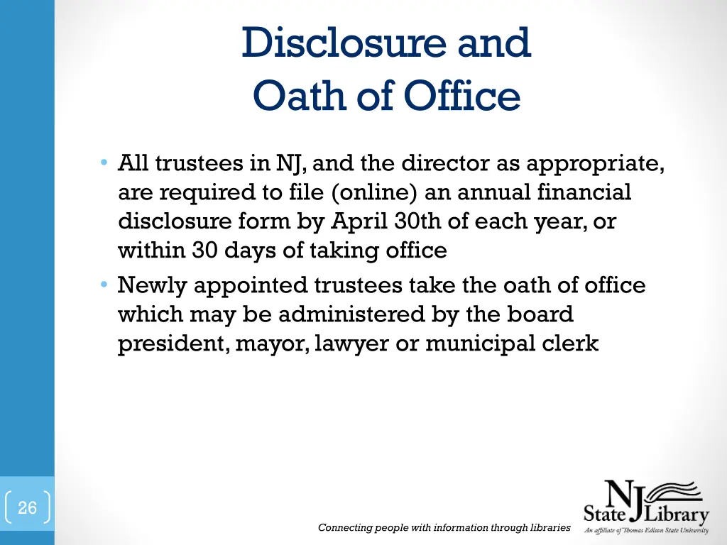disclosure and oath of office
