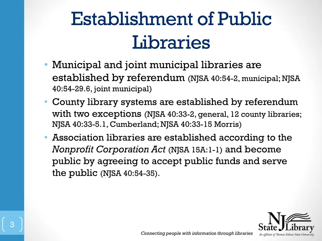 establishment of public libraries municipal