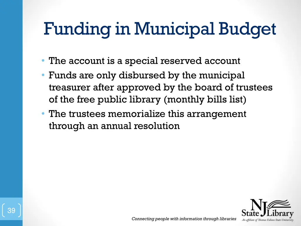 funding in municipal budget