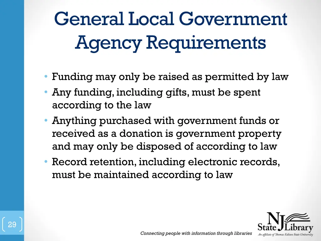 general local government agency requirements
