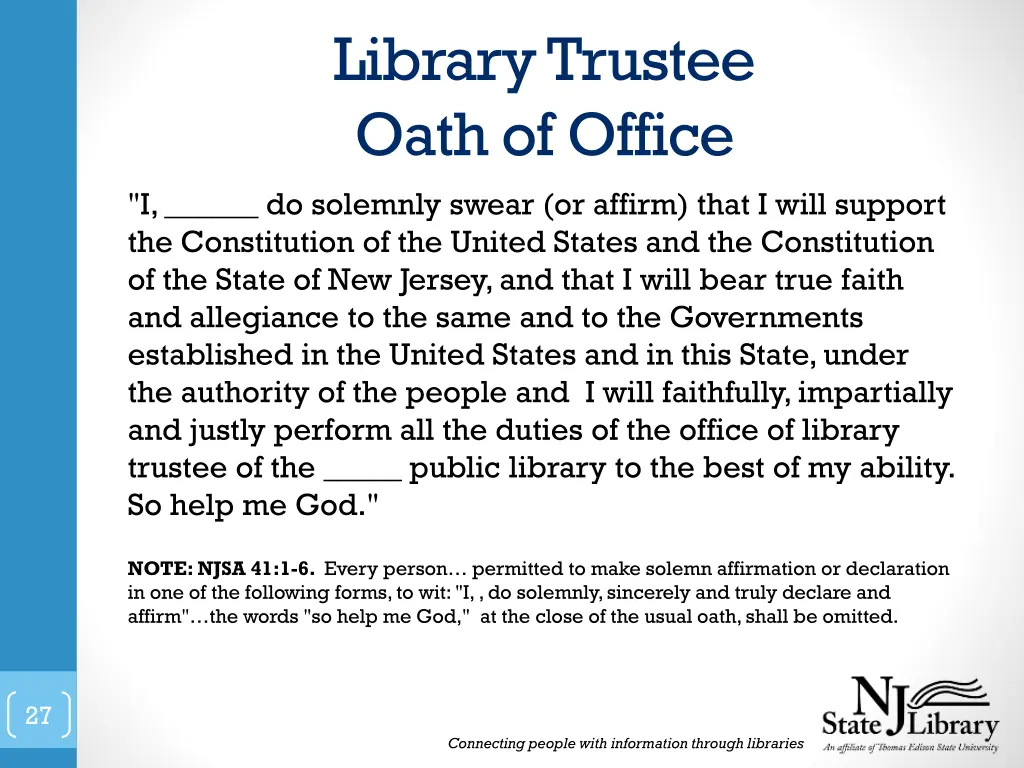 library trustee oath of office i do solemnly