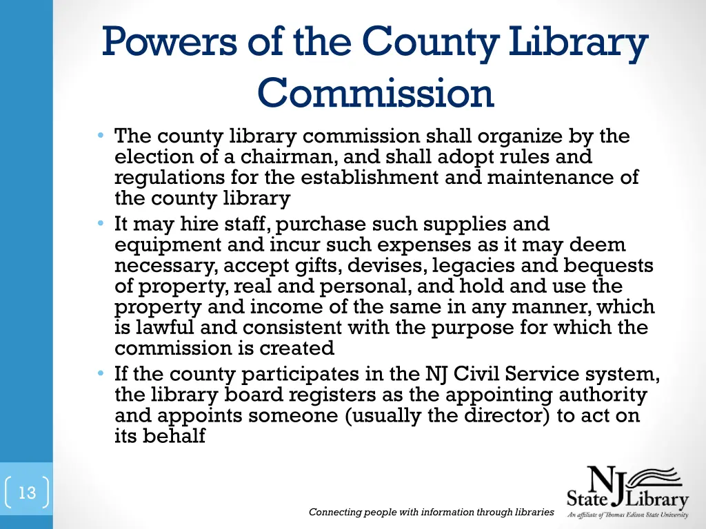 powers of the county library commission
