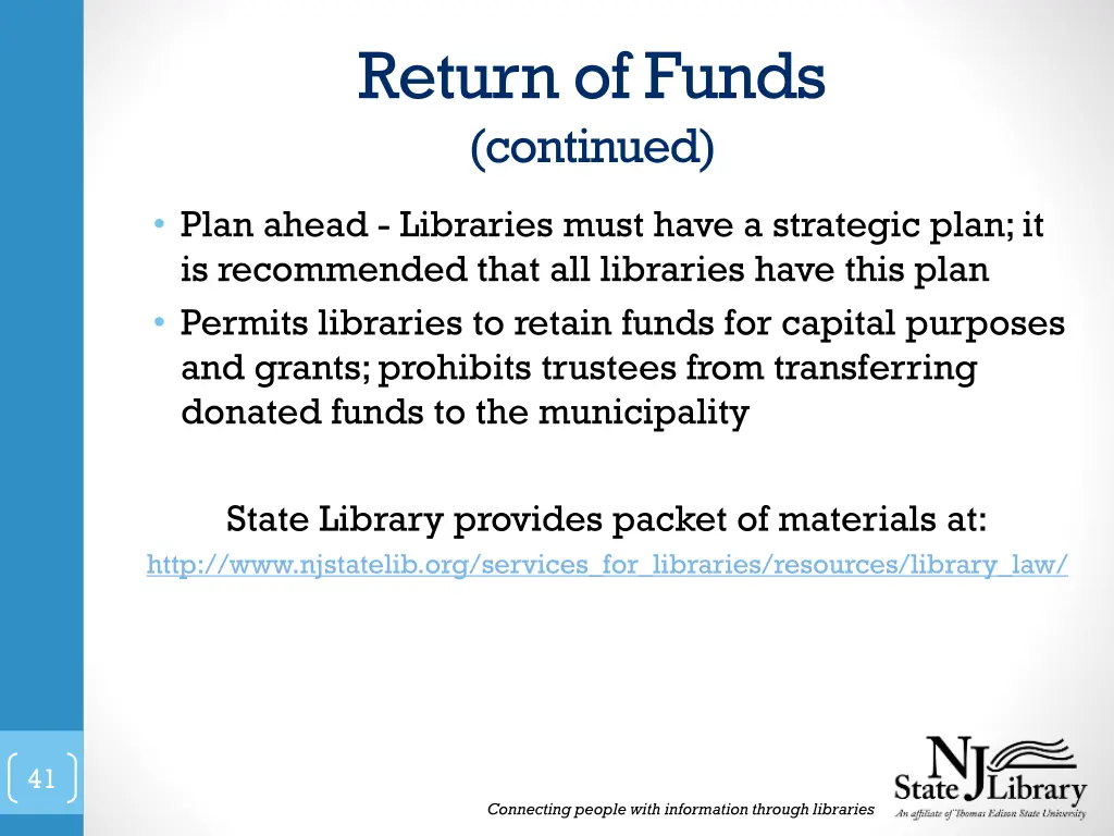return of funds continued