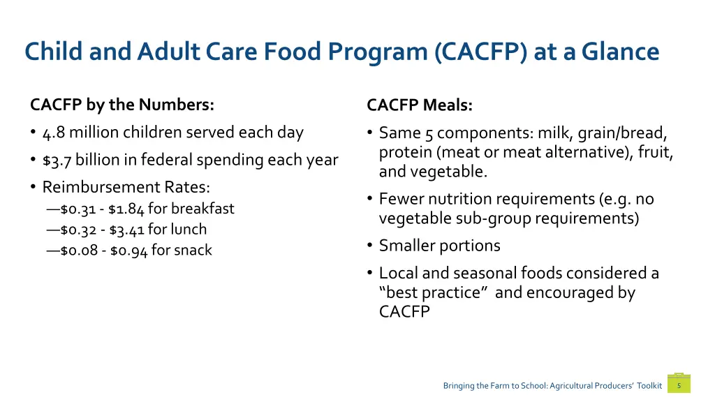 child and adult care food program cacfp
