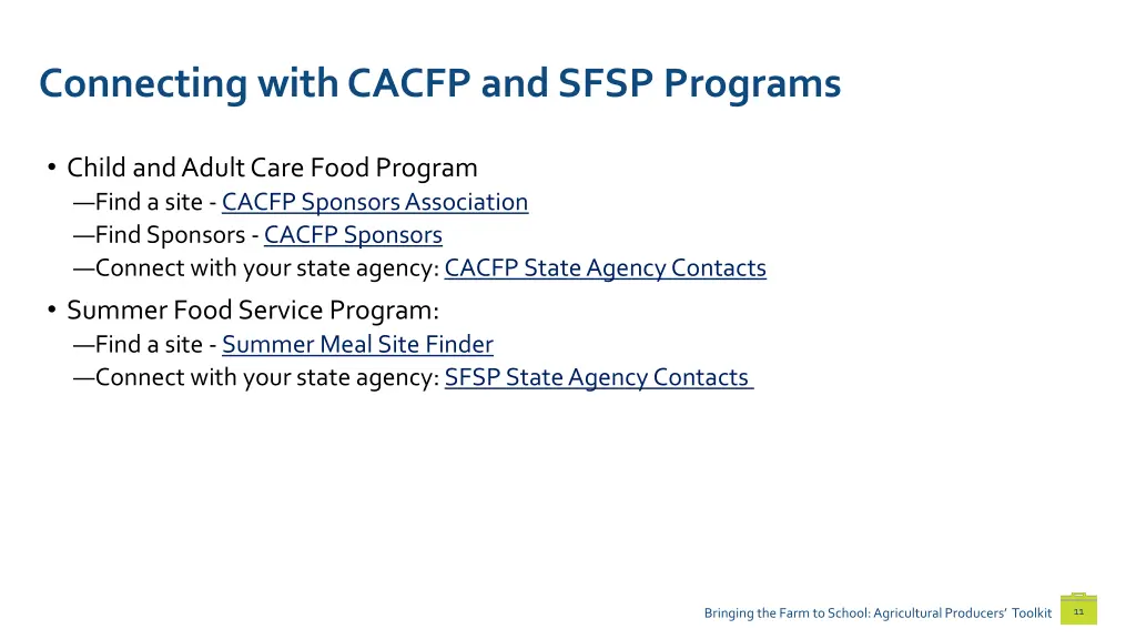 connecting with cacfp and sfsp programs