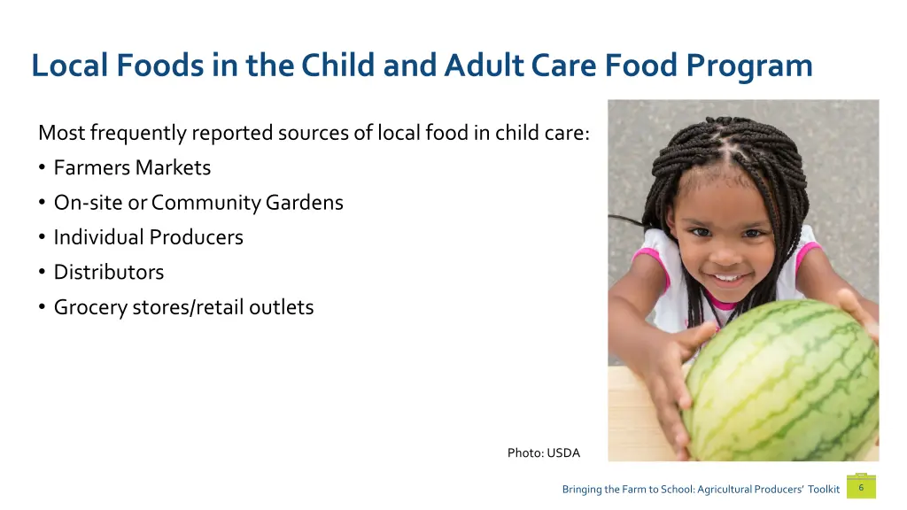 local foods in the child and adult care food