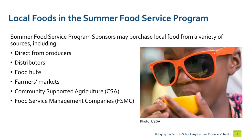 local foods in the summer food service program