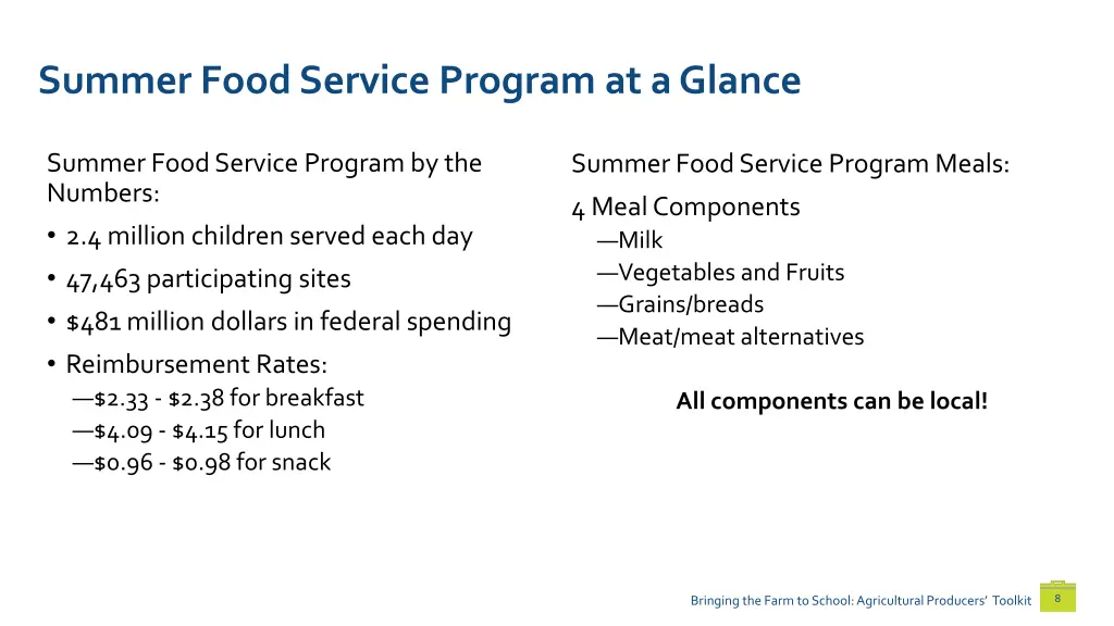 summer food service program at a glance