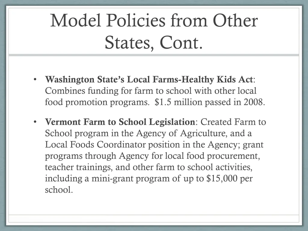 model policies from other states cont