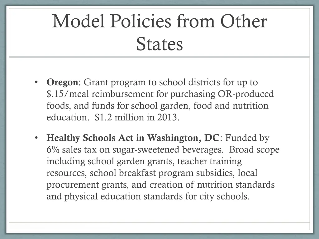 model policies from other states