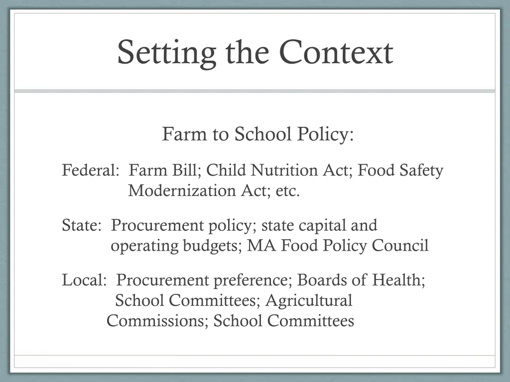 setting the context