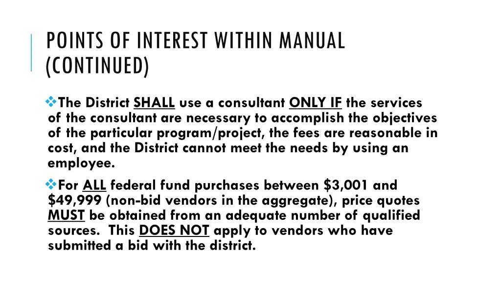 points of interest within manual continued