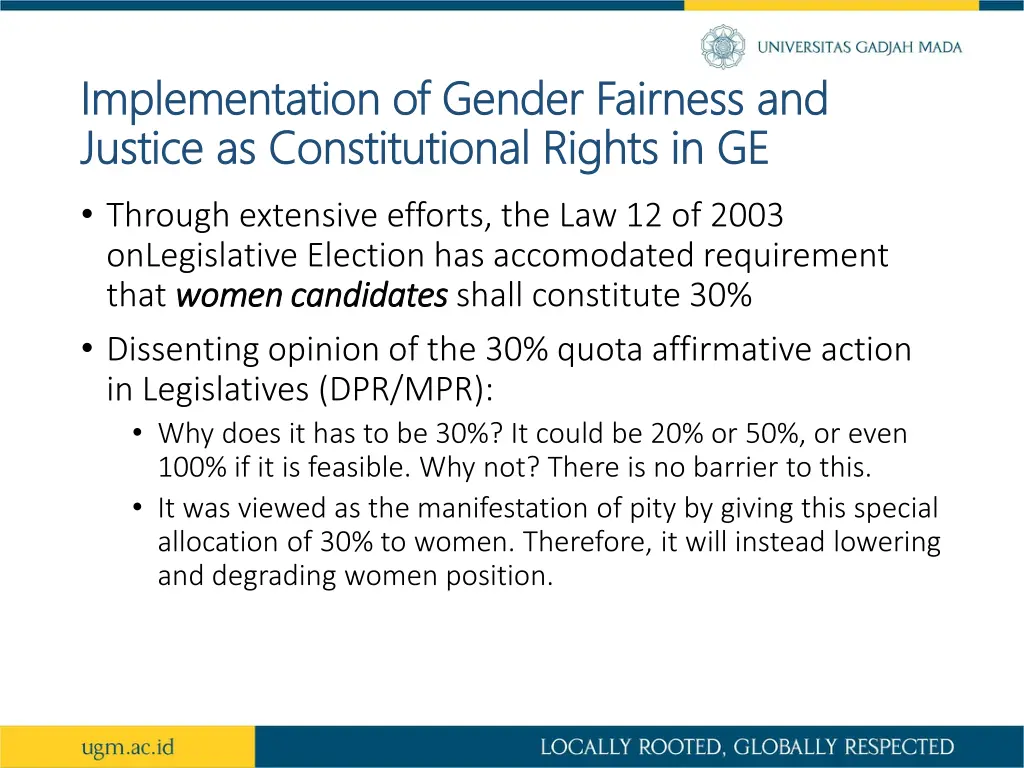 implementation of gender fairness