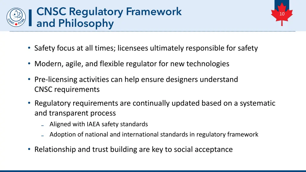 cnsc regulatory framework and philosophy