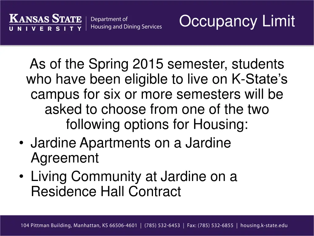 occupancy limit