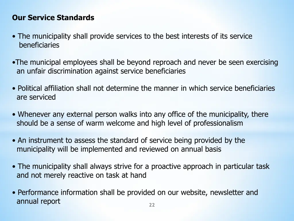 our service standards 1