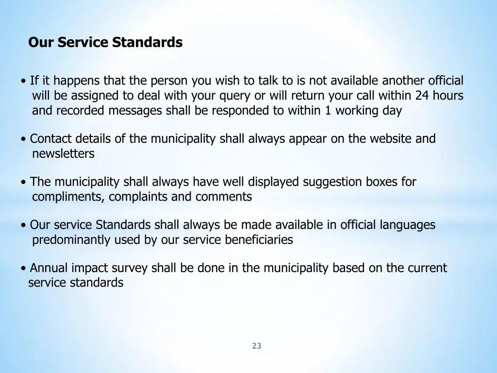 our service standards 2