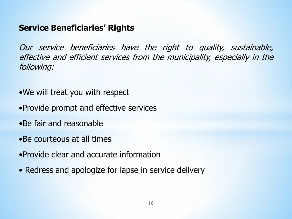 service beneficiaries rights