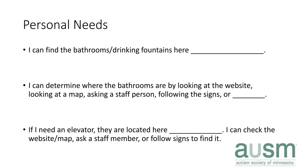 personal needs