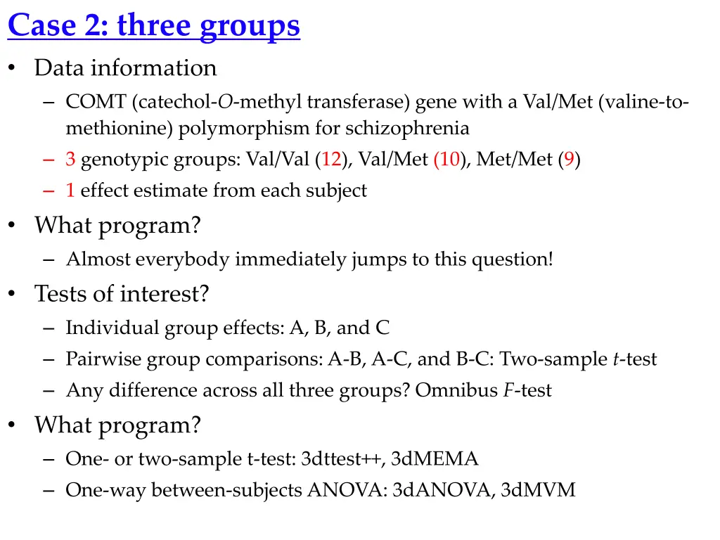 case 2 three groups data information comt